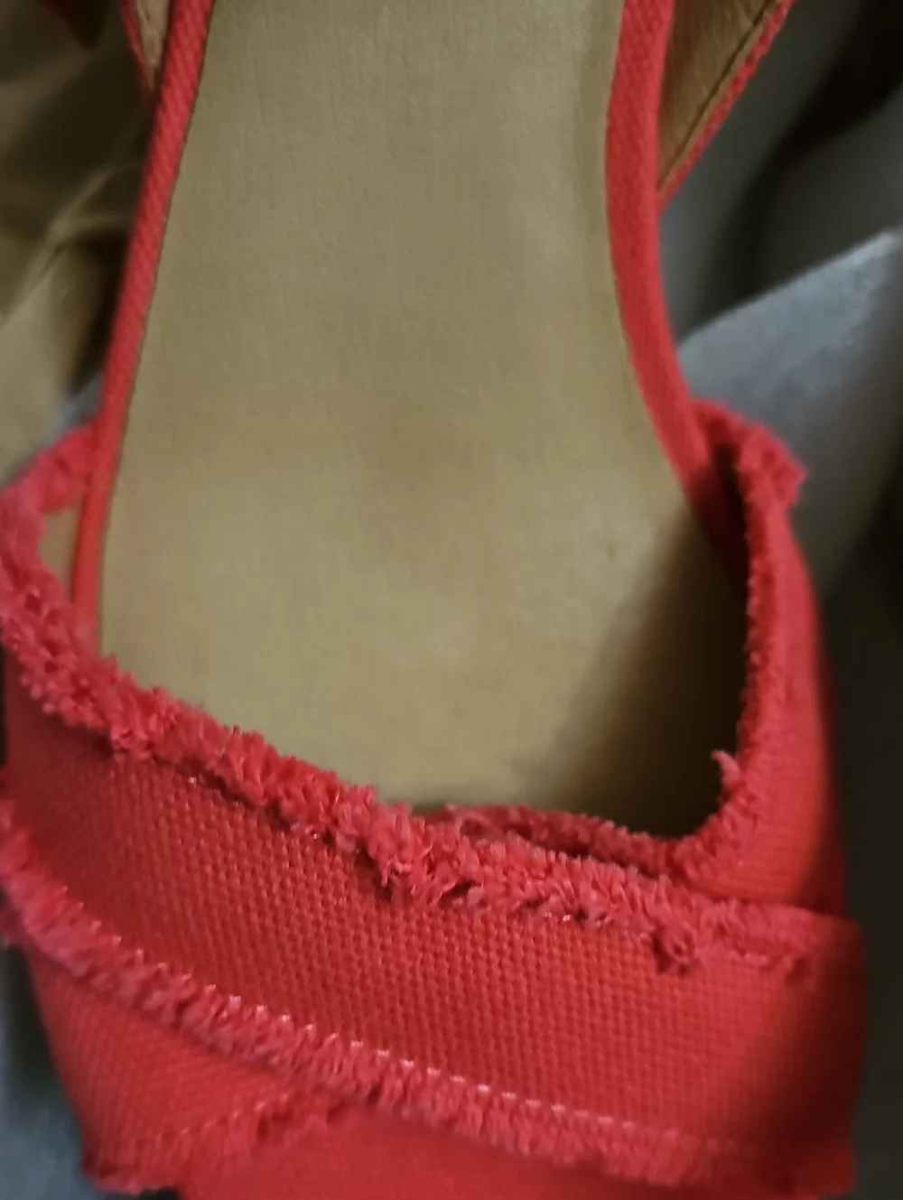 Lucky Brand Margaline Canvas Wedge Espadrilles Frayed Coral 9.5M New MSRP $79